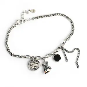 New accessories Original Japanese and Korean version retro old bear s925 sterling silver bracelet female