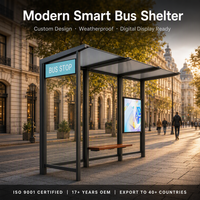 Abri d'arrêt de bus intelligent avec éclairage LED solaire, modulaire, résistant aux intempéries, en acier galvanisé, arrêt de transport, OEM ODM personnalisé