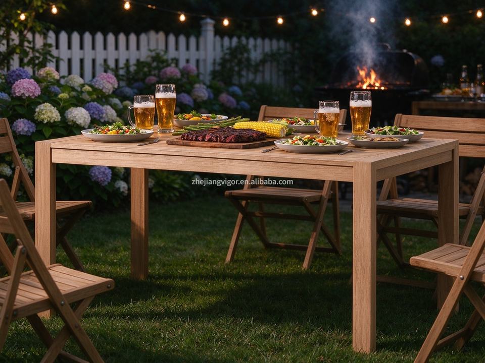 VIGOR Modern Rectangular Teak Dining Table With Clean Lines For Dining ...