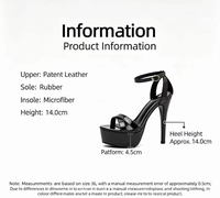 Sandales à talons aiguilles ultra-hauts pour femmes, plateforme, sexy, à lanières, chaussures de soirée, dessus en similicuir, semelle extérieure en caoutchouc, bout ouvert, boucle