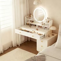 Meubles de chambre à coucher en gros, commode de luxe légère, style moderne, coiffeuses tendance, table de maquillage avec miroir et armoire