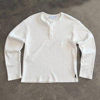 T-shirt thermique Henley personnalisé pour homme, coupe ample et courte, en maille gaufrée, à manches longues – Fabricants de vêtements streetwear pour hommes