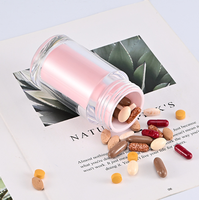 Bouteilles d'emballage pour compléments alimentaires en plastique PS PP double couche, transparentes à l'extérieur, roses à l'intérieur, pour capsules, pilules, comprimés, soins de santé