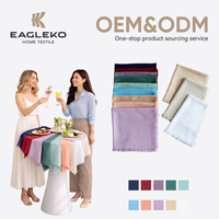 Serviettes en coton et lin de qualité supérieure, brodées à la main, avec des franges, réutilisables, style vintage carré, pour mariage, fête, événement