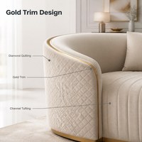 Ensemble de canapés modernes en velours courbé pour hall d'hôtel |   Matelassage en losanges avec garniture dorée |   Meubles de salon de luxe