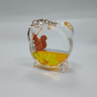 Porte-clés lumineux personnalisé en acrylique avec motif d'écureuil et capybara de dessin animé, étoile flottante en érable et paillettes de cerisier – Cadeau promotionnel