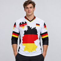 Maillot de vélo de montagne inspiré de l'Allemagne pour hommes, avec motif d'aigle, manches trois quarts, respirant, pour la pratique du VTT