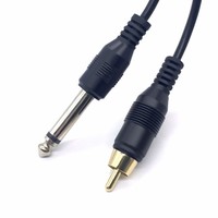 Câble audio personnalisé 6,35 mm vers RCA avec connecteur plaqué or pour alimentation de machine à tatouer, cordon de 2 m avec gaine en PVC