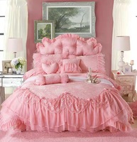 Parure de lit Princesse en coton rouge, ensemble de literie King Size avec couette en soie, drap de lit et ensembles de literie pour berceau, vente en gros