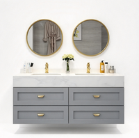 Meuble de salle de bain mural moderne à 4 tiroirs, armoire de salle de bain en PVC pour un rangement propre et pratique