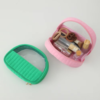 Sac de maquillage organisateur en gros, cadeau de mariage, trousse de toilette matelassée, pochette cosmétique en PVC demi-lune