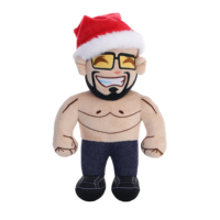 Peluche Homme Musclé avec Chapeau de Père Noël, Barbu et en Lunettes de Soleil, Cadeau de Noël pour Fans et Collectionneurs