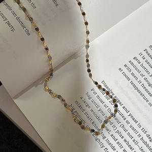 Collier en argent pur S925, chaîne fine, style minimaliste français de luxe léger, design contrasté œil de chat, chaîne brossée de niche - Product Image 5