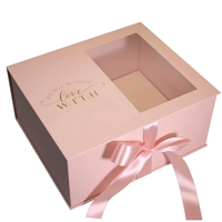 Boîte cadeau de luxe haut de gamme en carton recyclé avec fermeture magnétique, motif floral rose, personnalisable par estampage