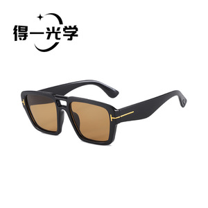 Letter T <b>Sunglasses</b> Black Pc Frame Uv400 Retro Style Unisex - Product Image 2