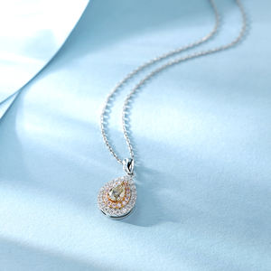 Colgante de Diamante Natural de Corte Pera, Color Blanco y Rosa, de Alta Calidad, en Oro Sólido de 18K, Joyería Fina para Uso Diario, Certificado IGI - Product Image 3