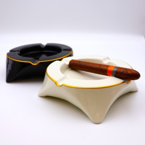 Cendrier de luxe classique en céramique grande taille avec logo personnalisé noir/blanc, sans fumée, pour hommes, voyage, intérieur/extérieur - Product Image 1