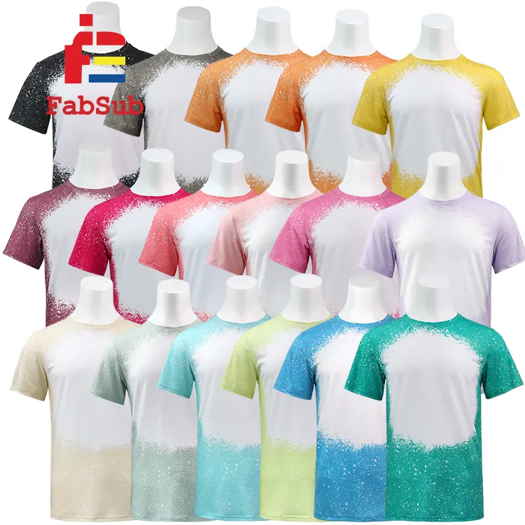 Erkek kadın çocuk ağartılmış T Shirt Unisex özel tasarım Tees süblimasyon baskı 100 Polyester gömlek sahte ağartılmış bak T-Shirt