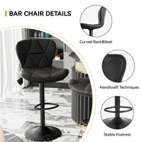 Moderner Outdoor-Barhocker mit Verstellbarer Drehfunktion, PU-Kunstleder-Polsterung, Eisenrahmen, Thekenhöhe, Hoher Rückenlehne für Zuhause, Bar und Kücheninsel