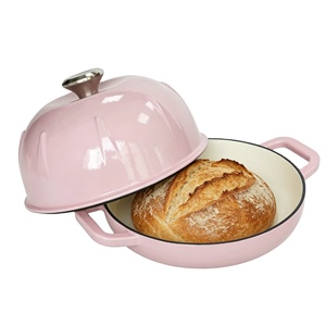 Cocotte en fonte émaillée rose pour la <span class=keywords><strong>cuisson</strong></span> artisanale du pain, avec couvercle en dôme - Product Image 2