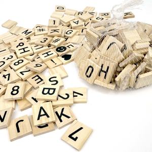 Targa fai da te materiale di pino e lettera quadrata in legno per la prima educazione dei bambini decorazione della casa - Product Image 2