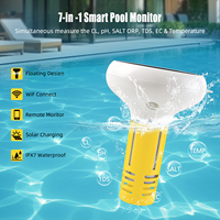 Moniteur de qualité de l'eau 7 en 1 (Chlore/pH/TDS/EC/ORP/Salinité/Température) pour l'aquaculture, les piscines et les aquariums, avec énergie solaire Zigbee