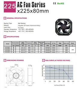 Ventilador de CA AM22580H2B 225*225*80mm 110V 220V 380V, Ventilador Industrial de Flujo Axial para Extracción y Refrigeración - Product Image 4
