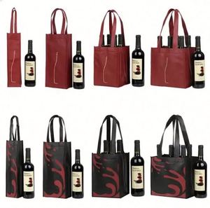Sac de courses portable en non-tissé laminé, compartimenté pour 6 bouteilles de vin, idéal pour les cadeaux de Noël et les courses – Nouveauté ! - Product Image 4