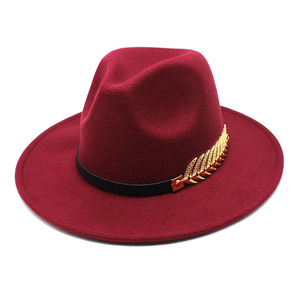 Chapeau Fedora en imitation laine pour femmes, décoration en plumes dorées européennes et américaines, style jazz, automne-hiver, <span class=keywords><strong>vintage</strong></span> britannique - Product Image 4