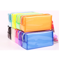 Étui à crayons scolaire en PVC transparent en gros, grande capacité, sac à crayons personnalisé, étui à crayons scolaire en PVC transparent avec fermeture éclair