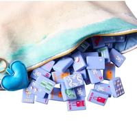 Set Mahjong Koleksi Musim Panas Bernuansa Nautikal Biru Debu Matte Seni Liburan Pantai Tropis Ubin Permainan Mahjong Amerika