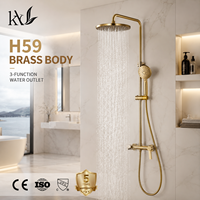Ensemble de douche en laiton H59 de qualité commerciale, mitigeur de douche mural apparent 3 voies robuste pour projets hôteliers de luxe