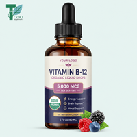 Gouttes liquides de vitamine B12 de marque privée, supplément de vitamine B12 pure pour une augmentation de l'énergie et un soutien cognitif de l'humeur