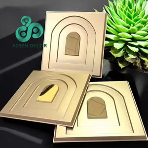 AISEN decorazione oro 3D <span class=keywords><strong>pannelli</strong></span> parete 50cm * 50cm PVC specchio decorativo Non autoadesivo impermeabile per <span class=keywords><strong>cucina</strong></span> appartamento - Product Image 4