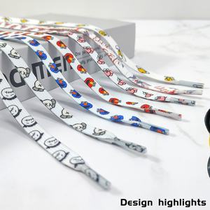 Lacets plats durables en polyester de 8 mm de large, lacets imprimés de dessins animés de la rue Sesame, lacets pour baskets, sports décontractés - Product Image 3