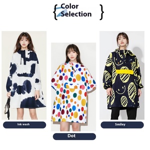 Impermeable para <span class=keywords><strong>Mujer</strong></span>, Largo, Cortavientos, Transpirable, Ligero, con Cuello Alto, Estampado de Puntos, con Cierre, para Exteriores - Product Image 2
