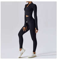 Ensemble de sport pour femmes de haute qualité, vente en gros, 4 pièces, veste à manches longues, leggings taille haute, ensembles de yoga sans couture