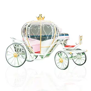 OEM Royal Christmas Metal Weiß Aschenputtel Kürbis Pferde kutsche Mobile Tourist Cart für Hochzeits dekoration