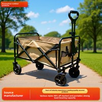 Chariot de pique-nique pliable pour enfants, avec roues pivotantes, cadre métallique, poignée télescopique, chariot de transport portable