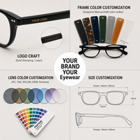 Finewell - Monturas Ópticas Rectangulares Pequeñas de Acetato de Primera Calidad, Gafas con Logotipo Personalizado, Gafas con Bloqueo de Luz Azul para Mujer y Hombre