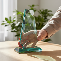 Trophée en verre et cristal, design géométrique, gravure au laser, étanche, sport, 3 tailles, personnalisable