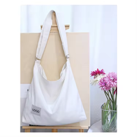 Ouye grand logo personnalisé été coton toile sangles épaule bandoulière sacs à provisions avec poches