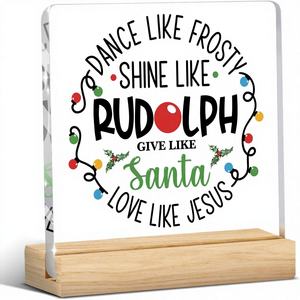 Panneau en acrylique de <span class=keywords><strong>Noël</strong></span> chrétien avec Père <span class=keywords><strong>Noël</strong></span> et Jésus, guirlande lumineuse en lierre, cadeau d'intérieur pour femmes, amies, décoration de la maison, 4x4 pouces - Product Image 1