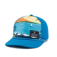 Casquettes de golf à 5 panneaux à visière basse, impression par sublimation, logo, casquette en maille laser, légère, en nylon et polyester, casquettes de camionneur à cordon, tendance