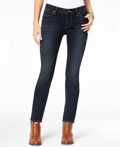 Женские рваные джинсы с высокой талией, синие эластичные джинсы скинни из хлопка