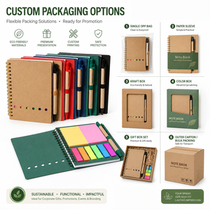 Custom Logo Promo Gift Wholesale Recycled Paper Notebook Set with Pen Sticky Notes Spiral Journal Eco Friendly Office School - Product Image 5