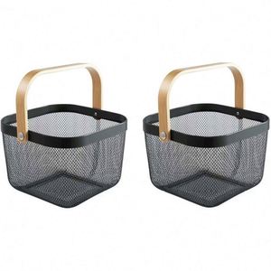 Metal <b>Mesh</b> Steel <b>Basket</b> with Handle Garden <b>Baskets</b> for Gathering Vegetables Square Hanging Storage Shelf Fruit <b>Basket</b> Bin - Product Image 1