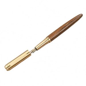 High Quality Eco-Friendly Retro Luxury Classical Natural Wood Art Tips Cap-Off Copper Craft Brass Fountain <b>Pen</b> Ballpoint <b>Pens</b> - Product Image 3