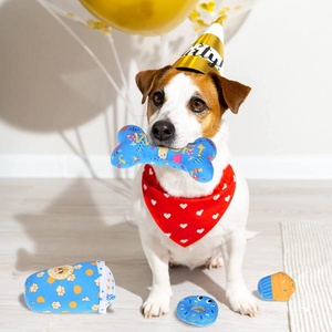 Novelty Lovely Pet Plush Toy Dog <strong>Chew</strong> Bone Donut Birthday Gift Set - Product Image 4