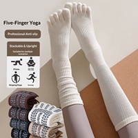 Chaussettes mi-mollet antidérapantes à cinq doigts pour femme, idéales pour le yoga, la danse, le fitness professionnel et le Pilates en intérieur – Collection Hiver